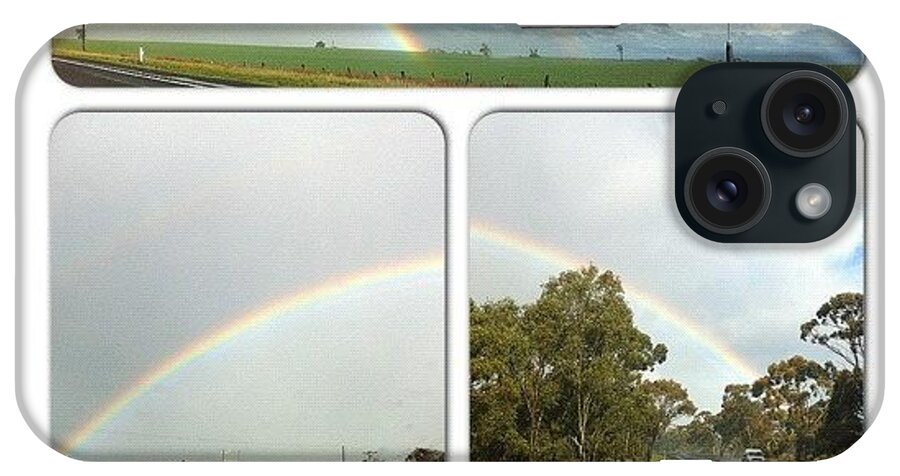 Beautiful iPhone Case featuring the photograph Amazing Rainbow Right Next To Road by Seeker Seeker