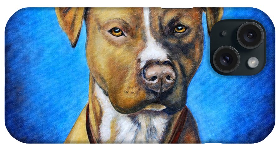Dog iPhone Case featuring the painting American Staffordshire Terrier Dog Painting by Michelle Wrighton