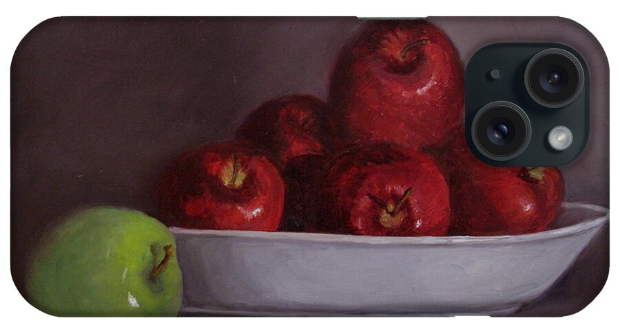 Still Life With Apples-oil On Oil Paper 19x13 iPhone Case featuring the painting Apples -Still life by Asha Sudhaker Shenoy