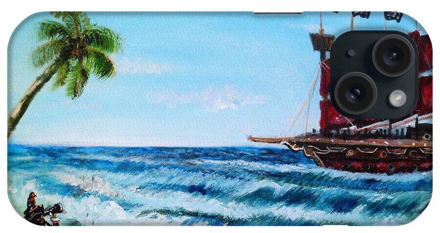 Pirate iPhone Case featuring the painting Argh 'bout time Mateys by Shana Rowe Jackson
