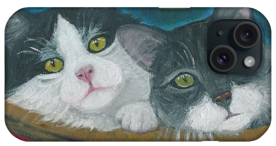 Cat iPhone Case featuring the painting Basket of Kitties by Ania M Milo