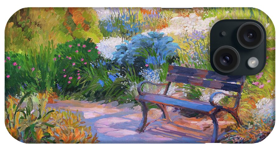 Judith Barath Oil Paintings iPhone Case featuring the painting Bench on Margaret Island by Judith Barath