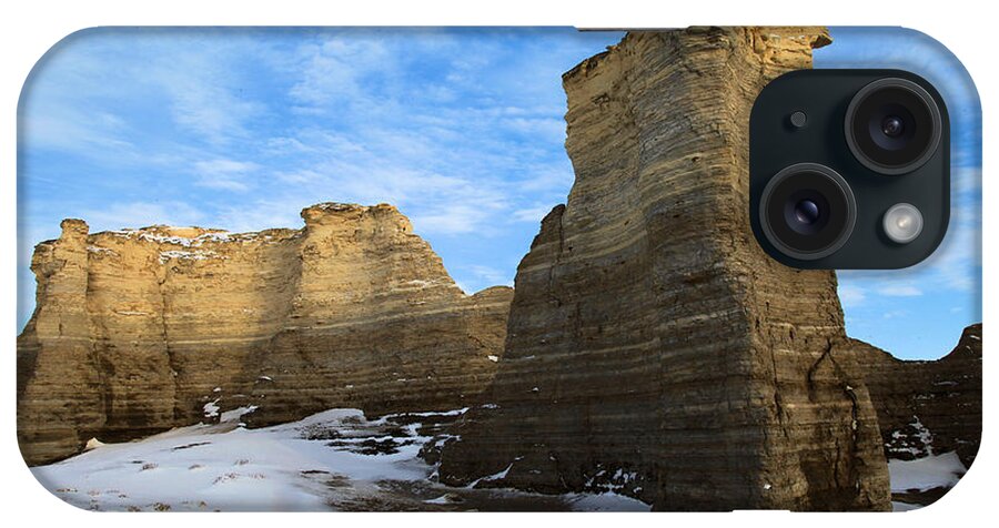 Monument Rocks iPhone Case featuring the photograph Blue Skies At Monument Rocks by Adam Jewell