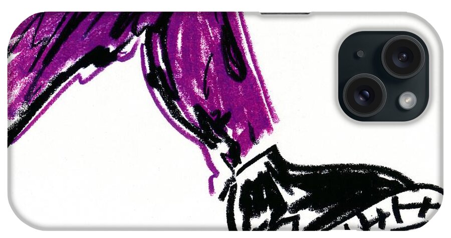 Purple Sweat Pants And Black Boot iPhone Case featuring the drawing Boot by Patrick Morgan