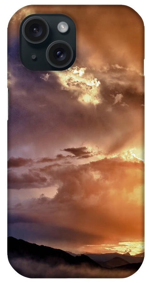 Flagstaff Fire iPhone Case featuring the photograph Boulder Colorado Smoky Sunset by James BO Insogna