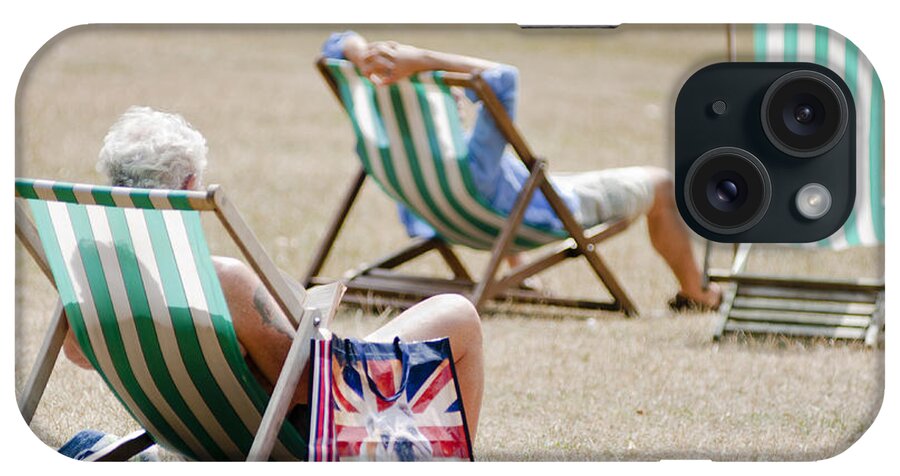 Britain iPhone Case featuring the photograph British Deck chairs by Andrew Michael