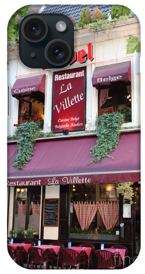 European Cafes iPhone Case featuring the photograph Brussels - Restaurant La Villette with Trees by Carol Groenen