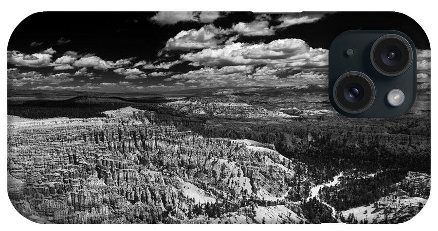 Bryce iPhone Case featuring the photograph Bryce Canyon Ampitheater - Black and White by Larry Carr
