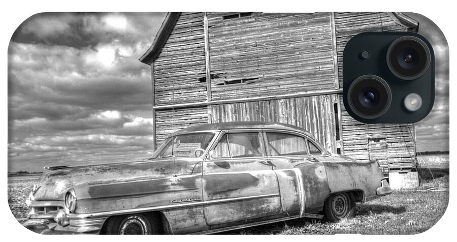 iPhone Case featuring the photograph BW - Rusty Old Cadillac by Peter Ciro