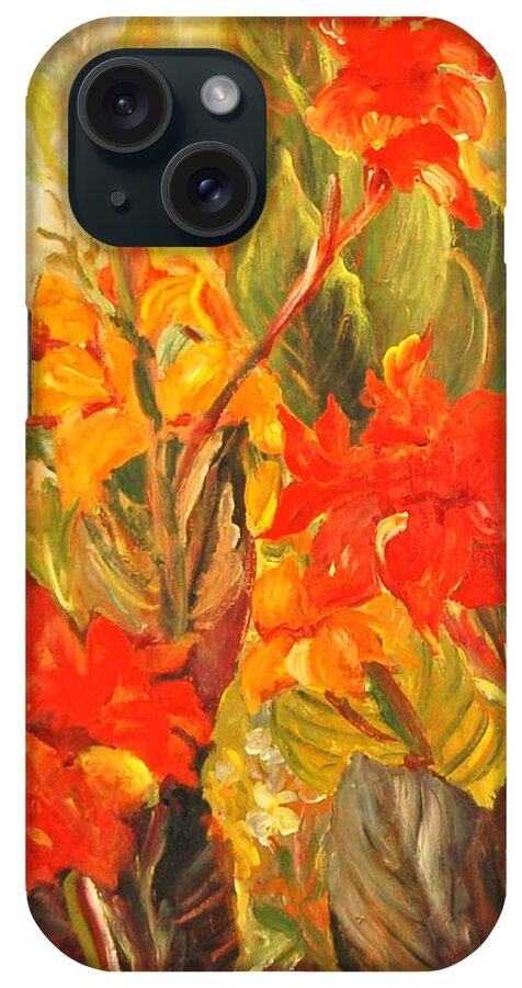 Ingrid Dohm iPhone Case featuring the painting Canna Lilies by Ingrid Dohm