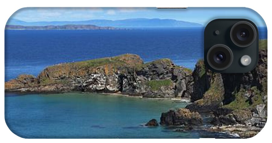 Ballintoy iPhone Case featuring the photograph Carrick-a-rede Rope Bridge In The by Peter Zoeller