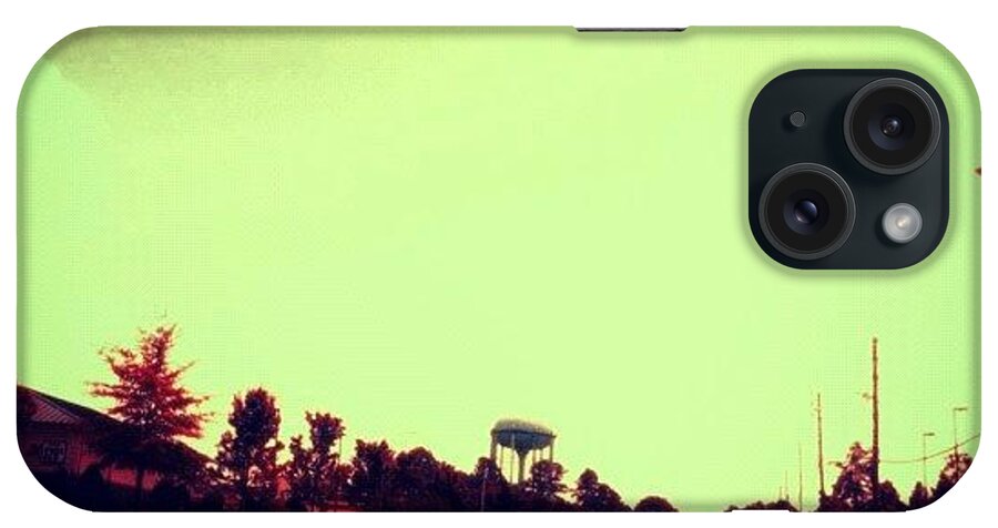 Cary iPhone Case featuring the photograph #cary #driving #sky #red #watertower by Katie Williams