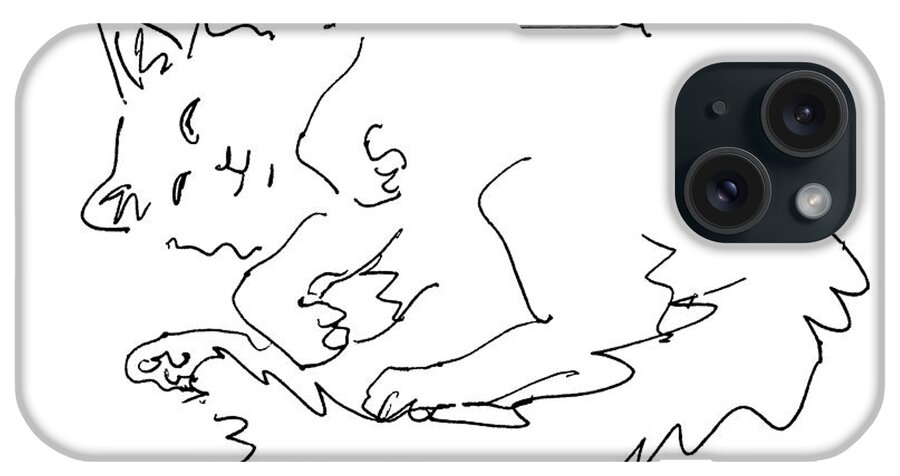 Cat iPhone Case featuring the drawing Cat-Drawings-Black-White-1 by Gordon Punt