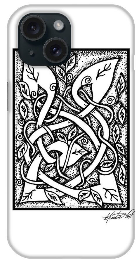 Artoffoxvox iPhone Case featuring the drawing Celtic Entwined Vines by Kristen Fox