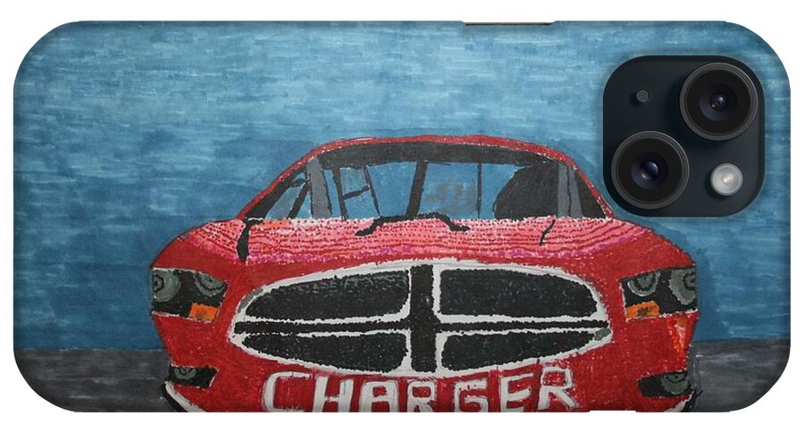 Car iPhone Case featuring the drawing Charger art by my son by Stacy C Bottoms