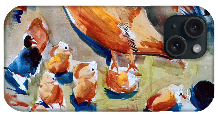 Chickens iPhone Case featuring the painting Chickens Eating by John Gholson