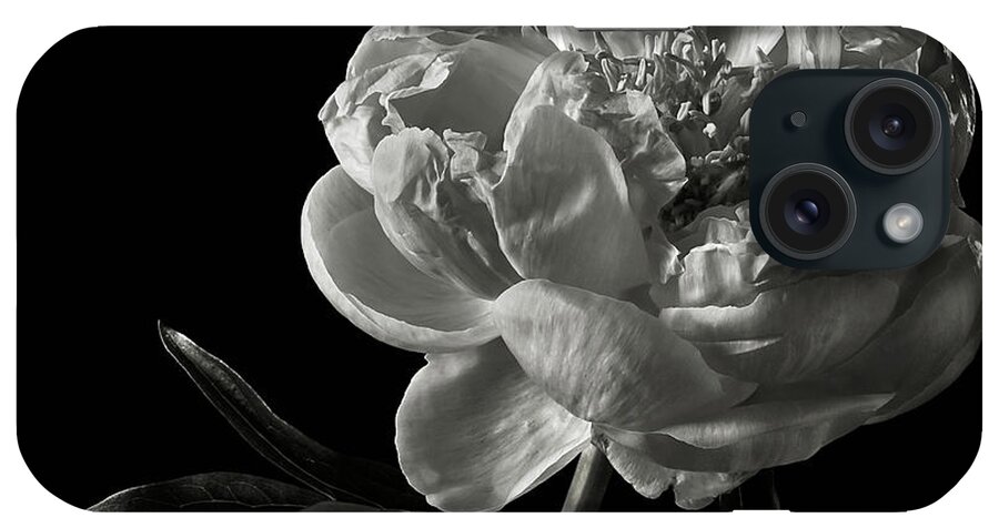 Flower iPhone Case featuring the photograph Coral Peony in Black and White by Endre Balogh