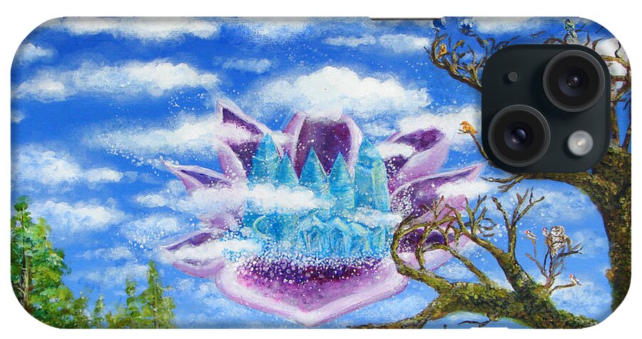Blue iPhone Case featuring the painting Crystal Hermitage Castle in the Clouds by Ashleigh Dyan Bayer