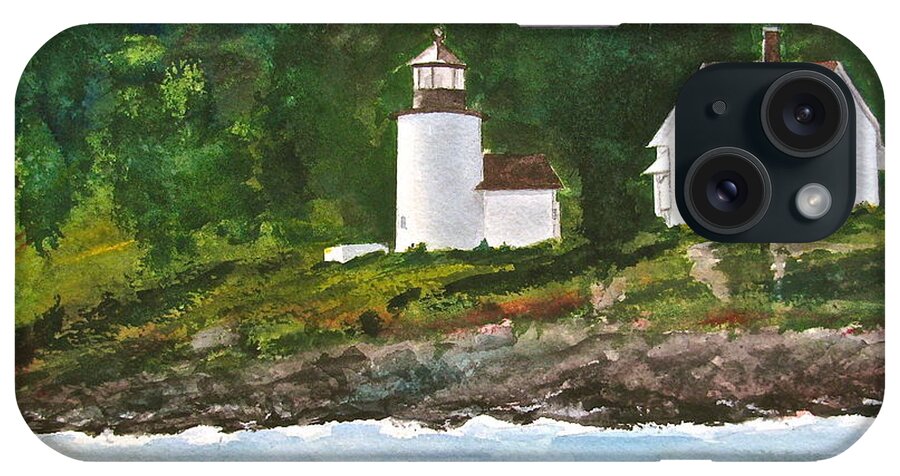 Lighthouse iPhone Case featuring the painting Curtis Island Light by Frank SantAgata