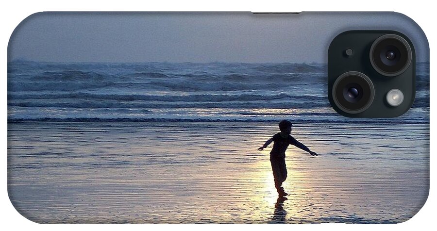 Beach iPhone Case featuring the photograph Dancing Boy at Sunset by Peter Mooyman