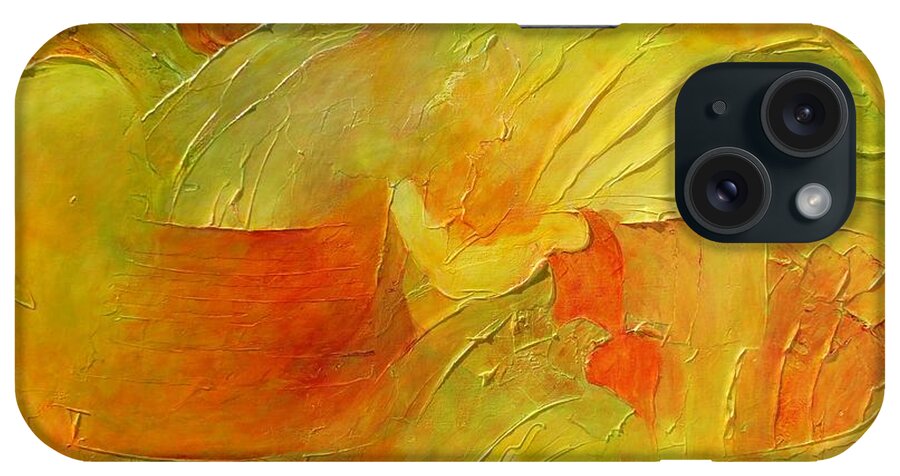 Abstract iPhone Case featuring the painting Daulphins by Claire Gagnon