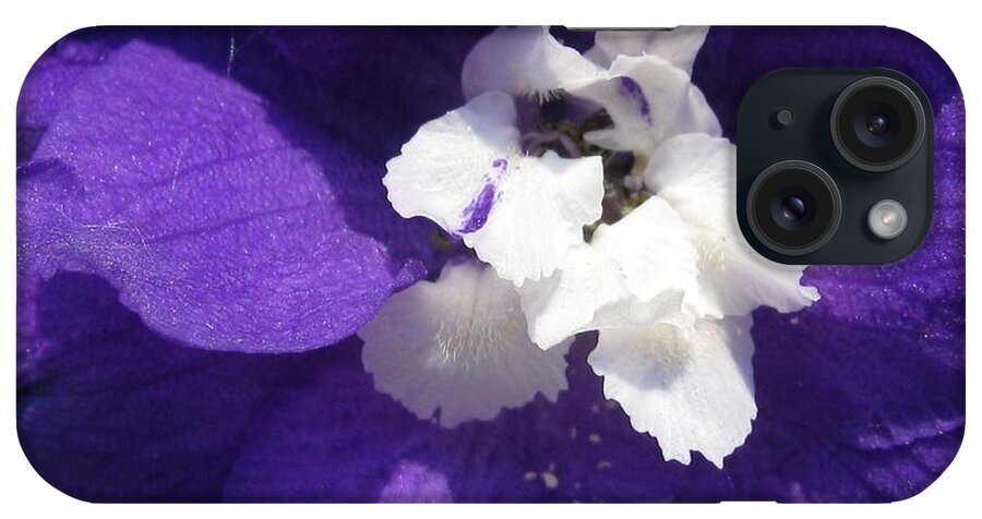 Delphinium iPhone Case featuring the photograph Delphinium named Blue with White Bee by J McCombie