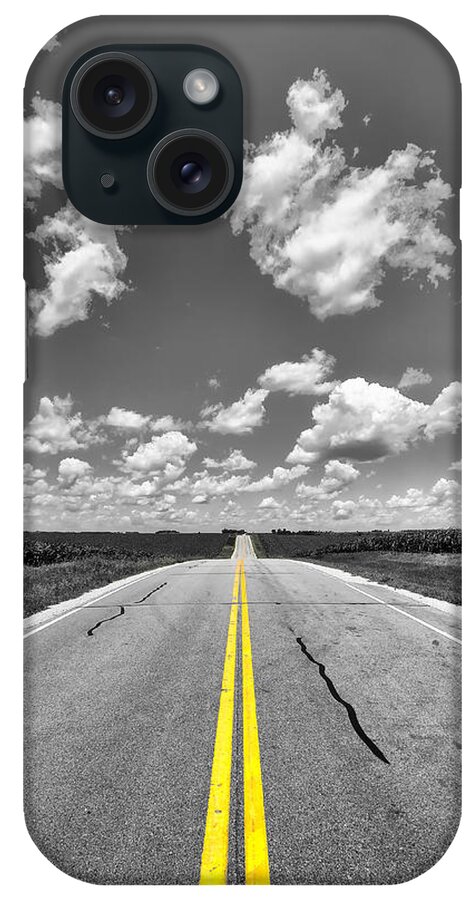 B&w iPhone Case featuring the photograph Down a Black and White Road by Bill and Linda Tiepelman