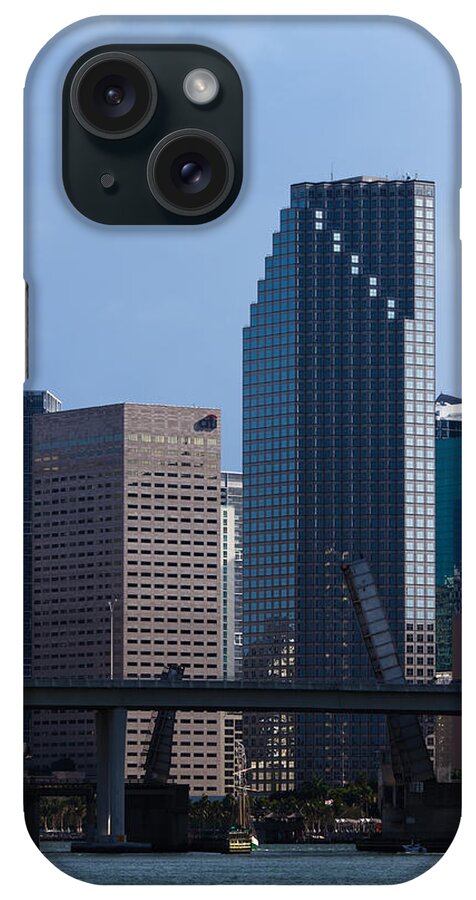 Bridge iPhone Case featuring the photograph Downtown Miami and Port Blvd Bridge by Ed Gleichman