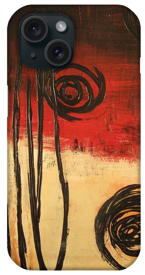 Abstract iPhone Case featuring the painting Dynamic Red 1 by Kathy Sheeran