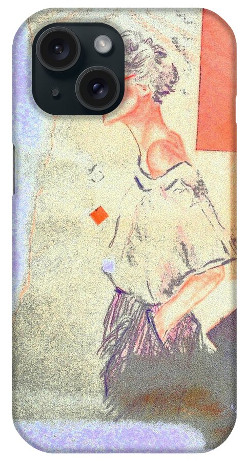 Figure iPhone Case featuring the drawing Eighties by Shelley Myers