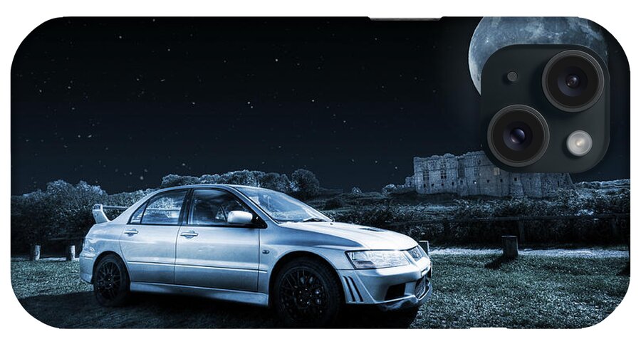 Mitsubishi Lancer Evolution 7 iPhone Case featuring the photograph Evo 7 At Night by Steve Purnell