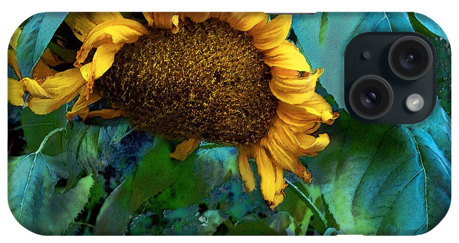 Sunflower iPhone Case featuring the mixed media Fading Giant by Carol Cavalaris