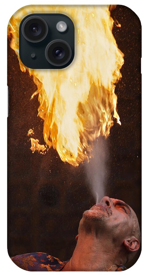 Fire iPhone Case featuring the photograph Fire eater 2 by Raffaella Lunelli