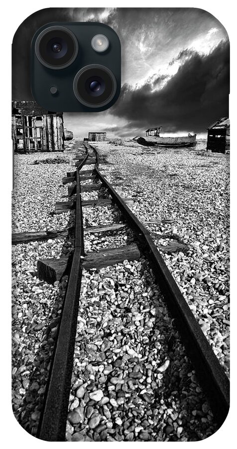 Black And White iPhone Case featuring the photograph Fishing Boat Graveyard 6 by Meirion Matthias