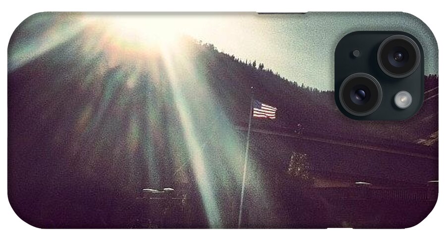 Mountains iPhone Case featuring the photograph #flag #usa #idaho #picoftheday #follow by Cesar D Romero