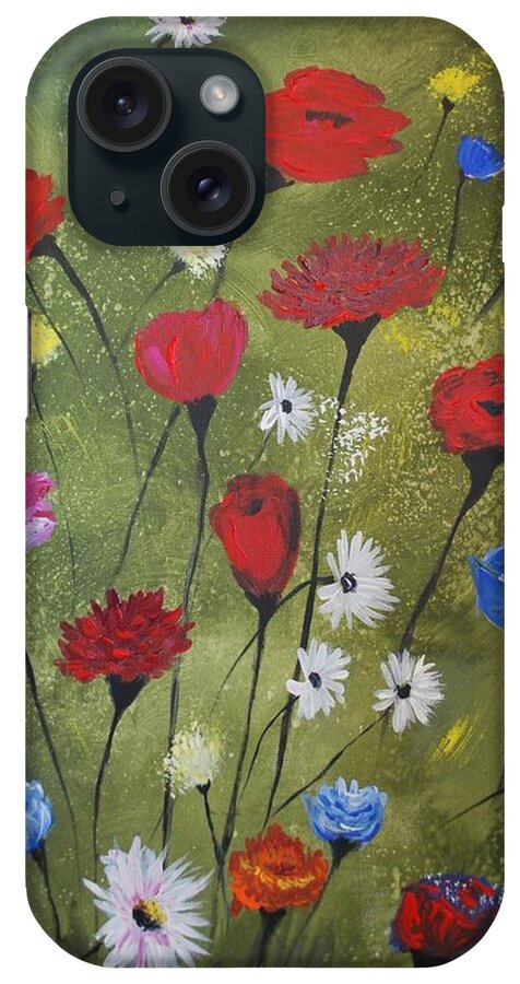 Poppy Painting iPhone Case featuring the painting Floral Fields by Leslie Allen