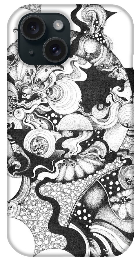 Ink iPhone Case featuring the drawing Moonlight Reflections by Danielle Scott
