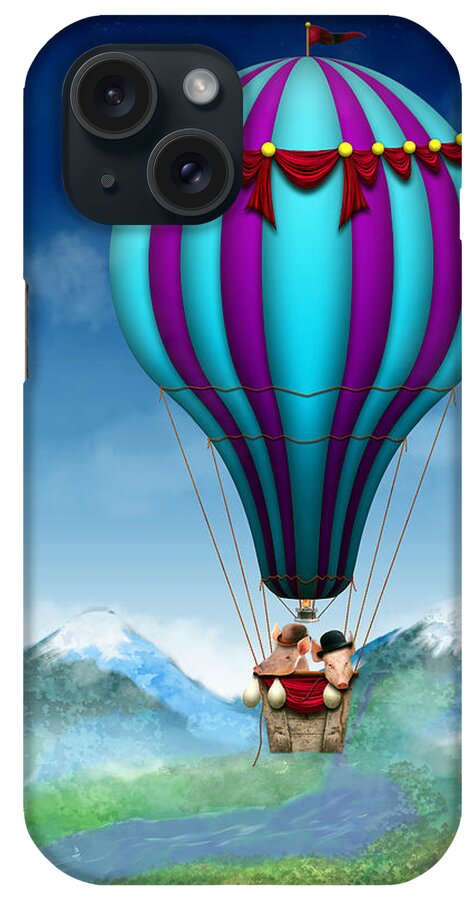 Pig iPhone Case featuring the photograph Flying Pig - Balloon - Up up and Away by Mike Savad