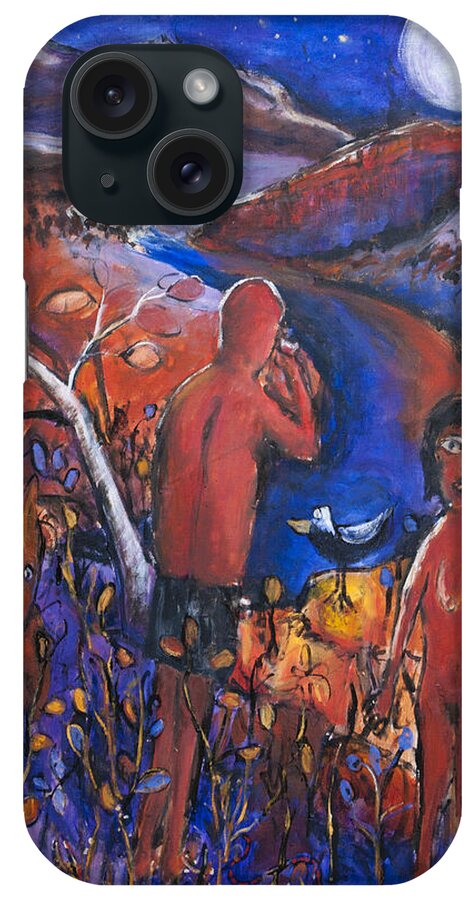 Aboriginal iPhone Case featuring the painting Full moon rising over El Questro by Jeremy Holton