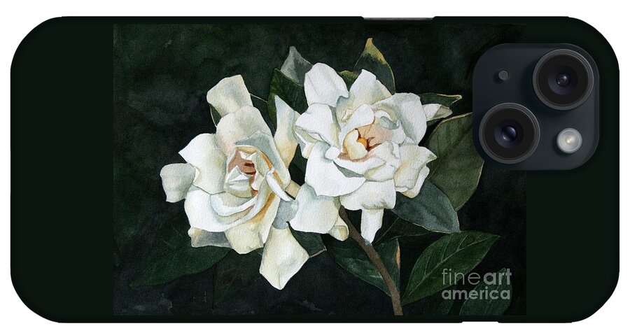 Flowers iPhone Case featuring the painting Gardenia Duo 2 by Jan Lawnikanis