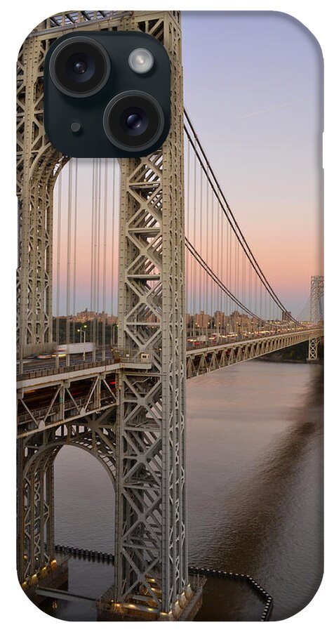 George iPhone Case featuring the photograph George Washington Bridge at Sunset by Zawhaus Photography