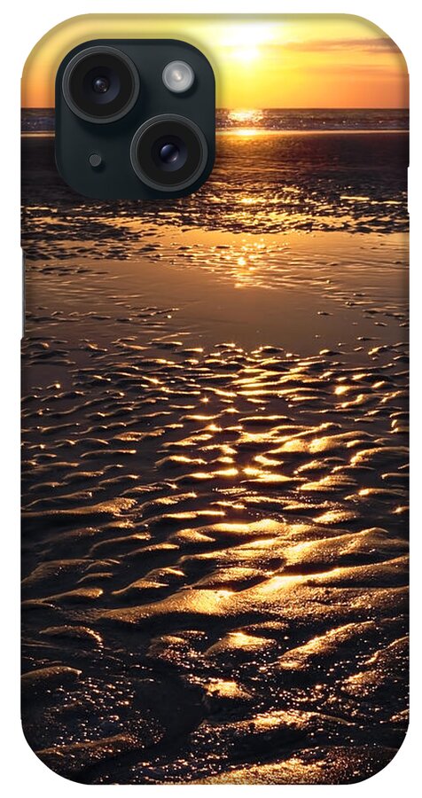 Abstract iPhone Case featuring the photograph Golden Sunset On The Sand Beach by Setsiri Silapasuwanchai
