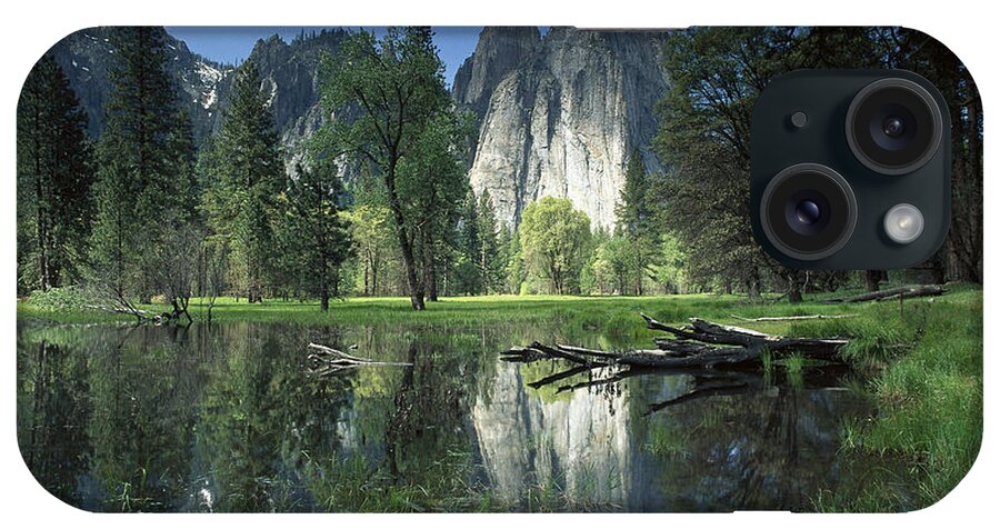 00171109 iPhone Case featuring the photograph Granite Reflecting In Pool Yosemite by Tim Fitzharris