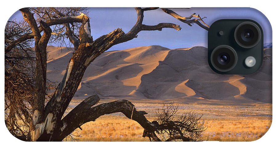 00176731 iPhone Case featuring the photograph Grasslands And Dunes Great Sand Dunes by Tim Fitzharris