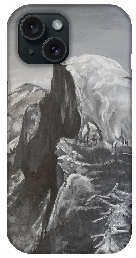 Black And White Painting iPhone Case featuring the painting Half Dome Tree by Travis Day