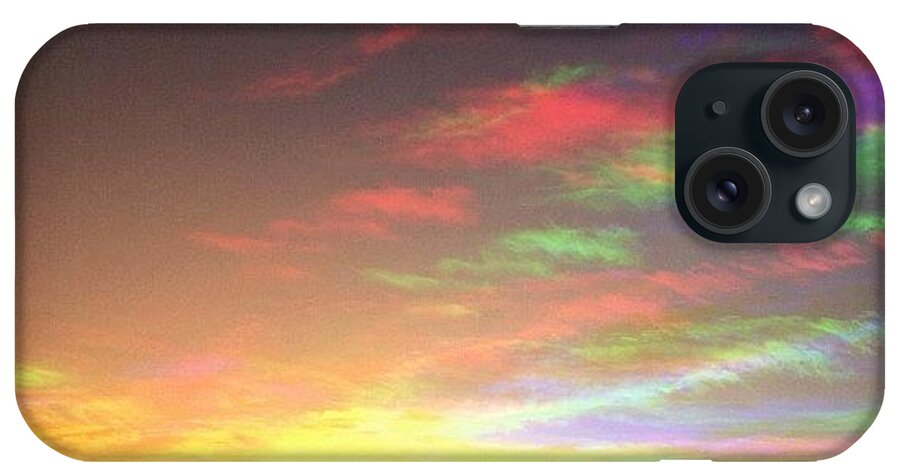 Beautiful iPhone Case featuring the photograph #harriscamera #sunset #rainbow #clouds by Ayami Nakamura