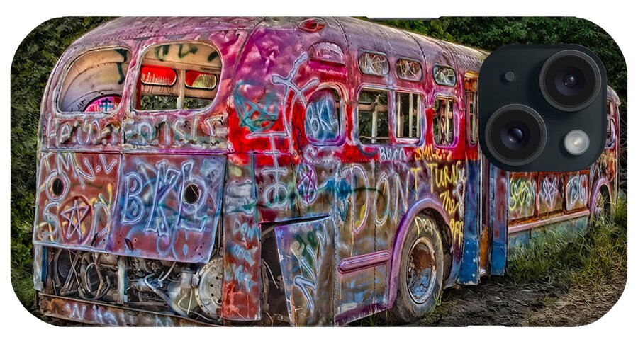 Graffiti iPhone Case featuring the photograph Haunted Graffiti Bus II by Susan Candelario