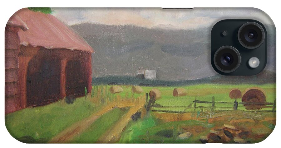 Colorado iPhone Case featuring the painting Hay Day Farm by Lilibeth Andre