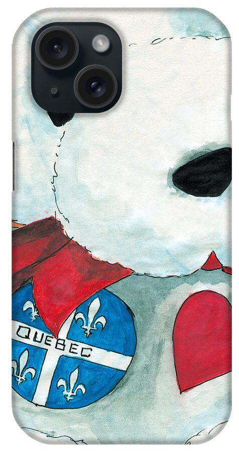 Bear iPhone Case featuring the drawing Heart Quebec Bear by Ana Tirolese