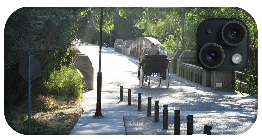 Olympia iPhone Case featuring the photograph Horse and Carriage on the Pathway Entrance to Olympia Archaeological Site in Greece by John Shiron